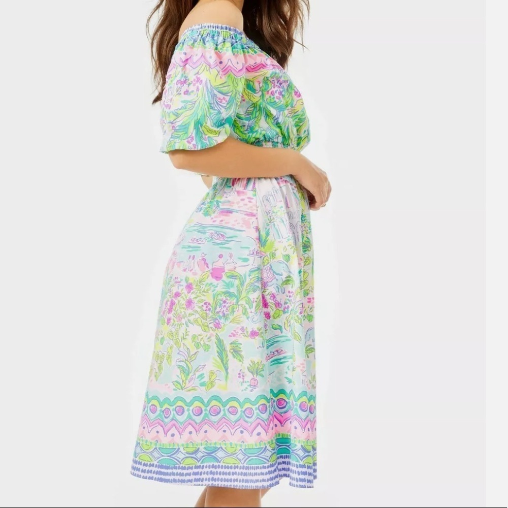 New Lilly Pulitzer Camille Off-The-Shoulder Floral Dress size XS - Picture 2 of 11